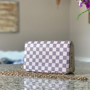 Gray & White Checkered Cross Body/Clutch